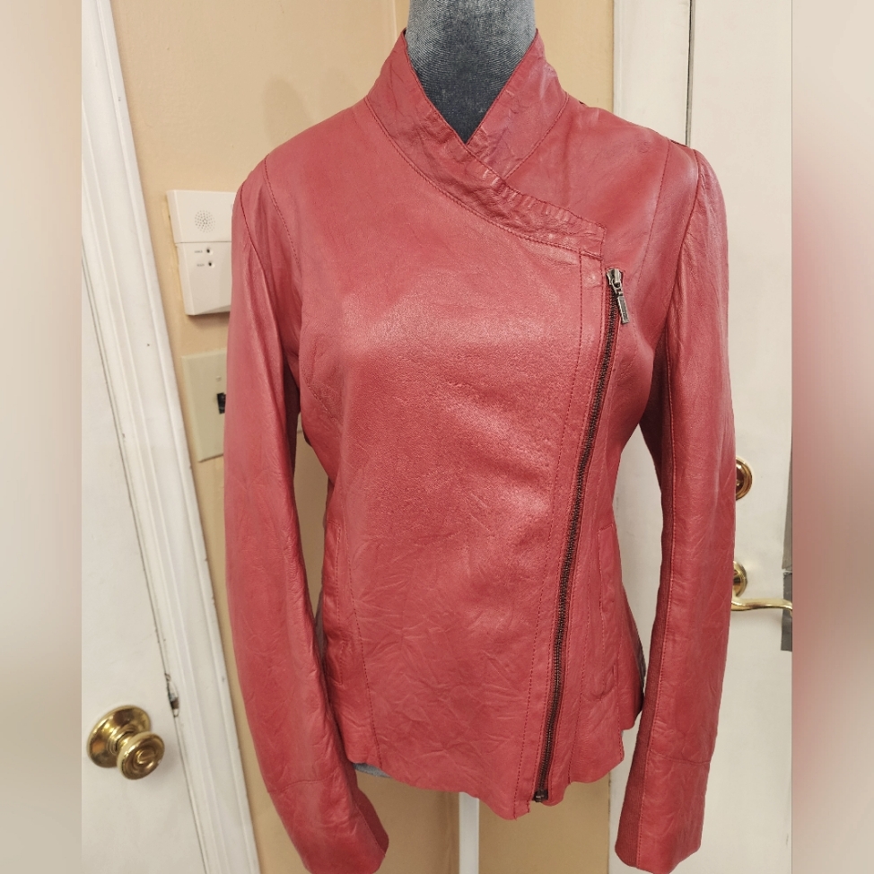 Cigno Nero Ladies Leather Jacket Size 40 Fitted Zip Crop Jacket.Like New